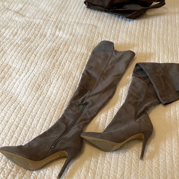 Charles David Shoes - Charles David grey suede thigh high boots